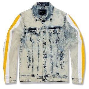 Waimea Boy’s Snow Gold Paint Tape Button Front Denim Jean Jacket Medium